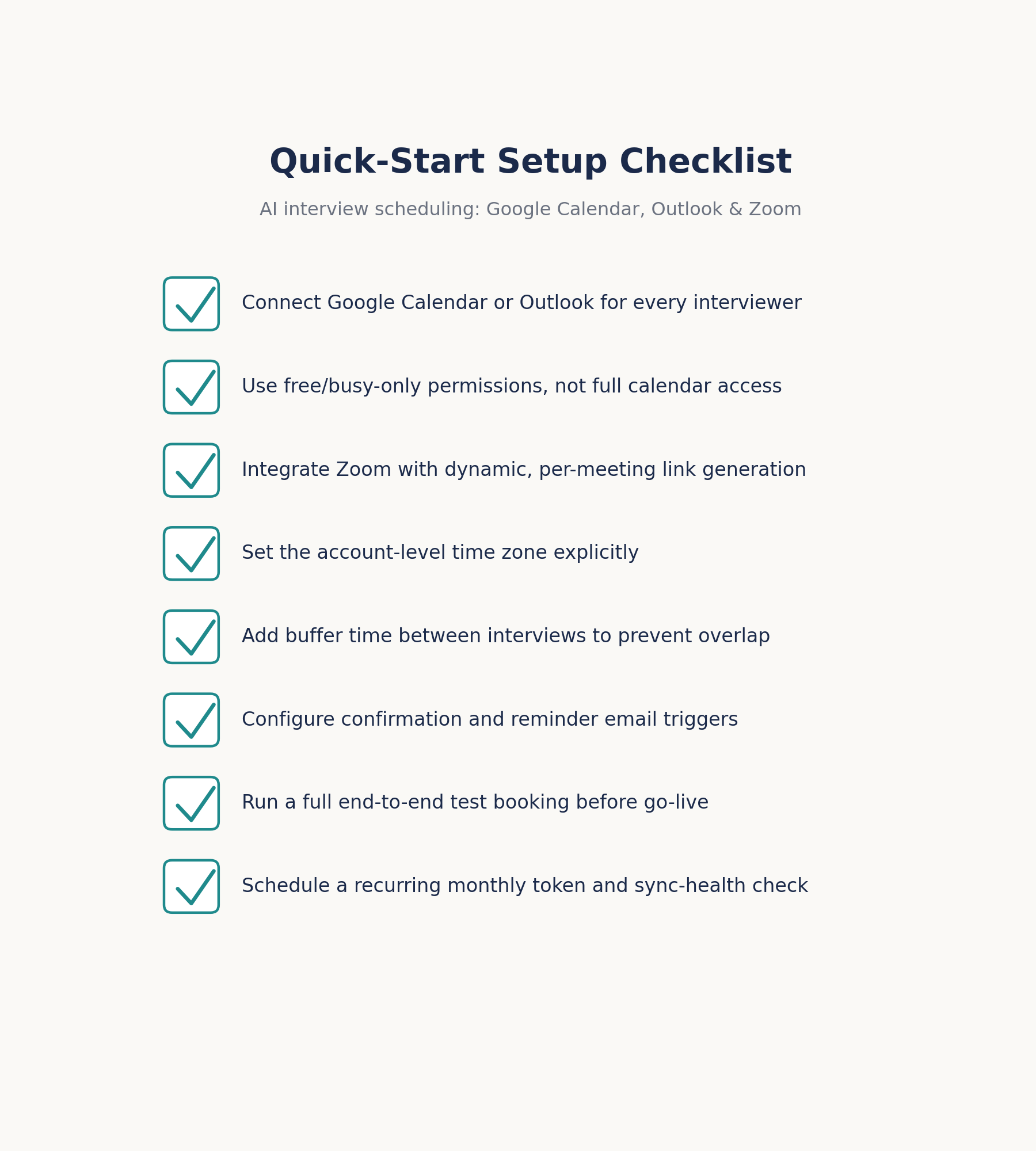 AI scheduling setup checklist graphic